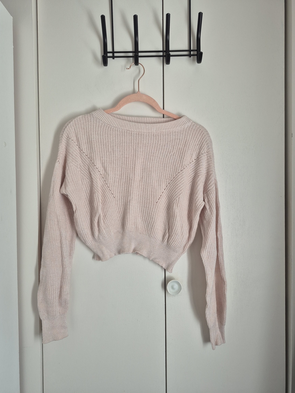 Garage Soft Pink Cropped Crewneck Sweater
